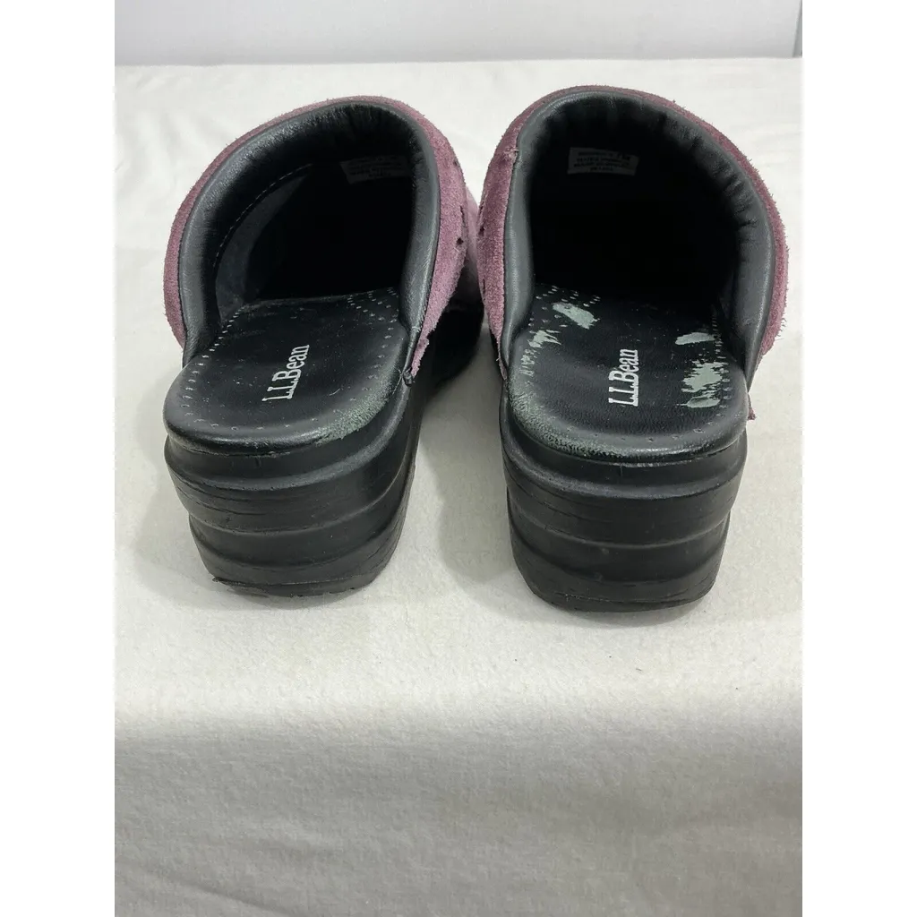 Womans LL Bean Mauve Suede Slip On Clogs 7 M - Image 5