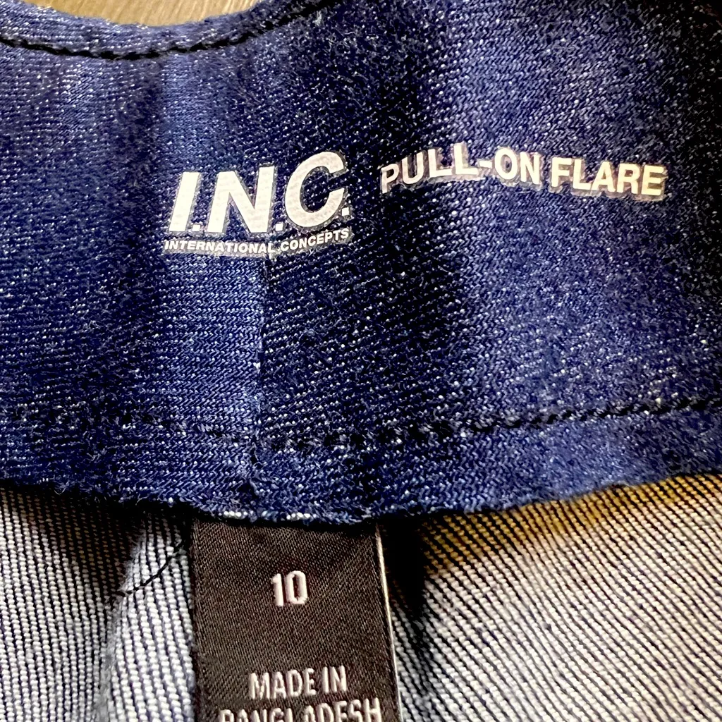 INC International Concepts Navy Pull-On Flare Pants - Image 4