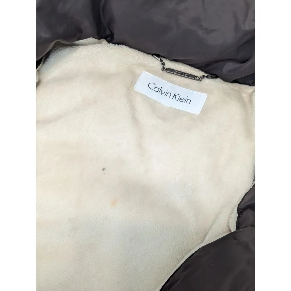 Calvin Klein Down Feather Puffer Coat Winter Outerwear Gorpcore Brown Womens - Image 4