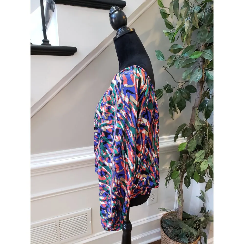 Michael Kors Blouse Women's Size Large Multicolored Polyester Long Sleeves - Image 5