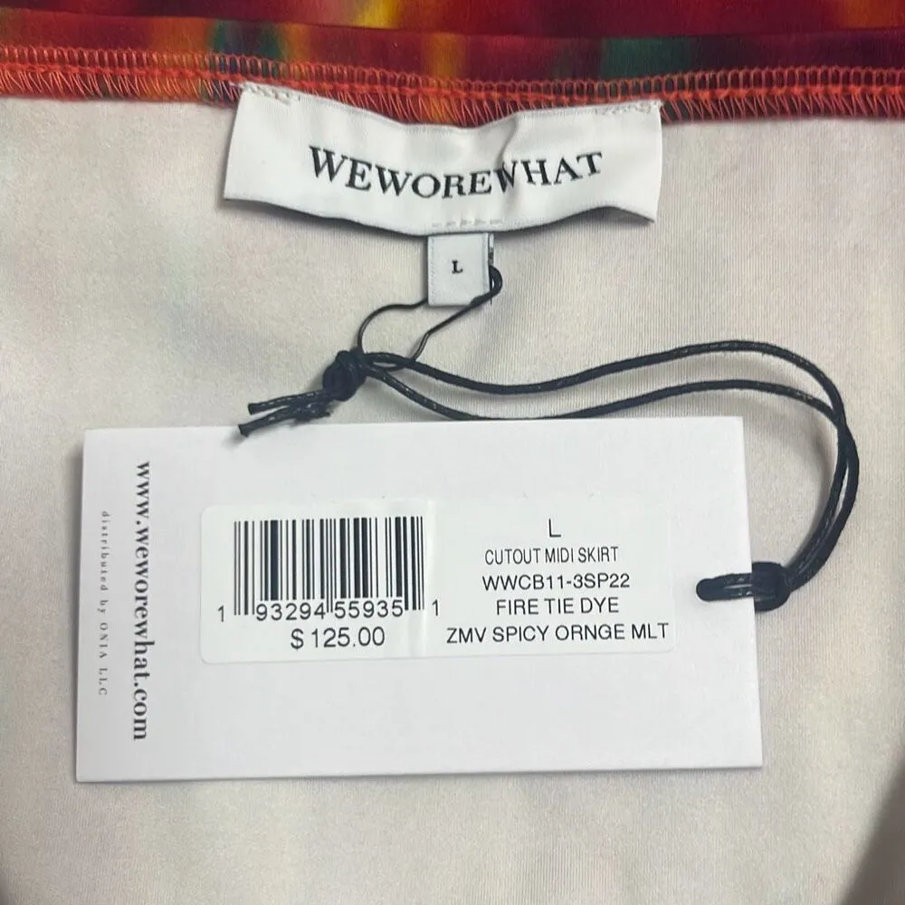 Weworewhat Cut Out Lace Up Midi Skirt Fire Tie Dye Stretch Large NWT Beach Vacay - Image 8