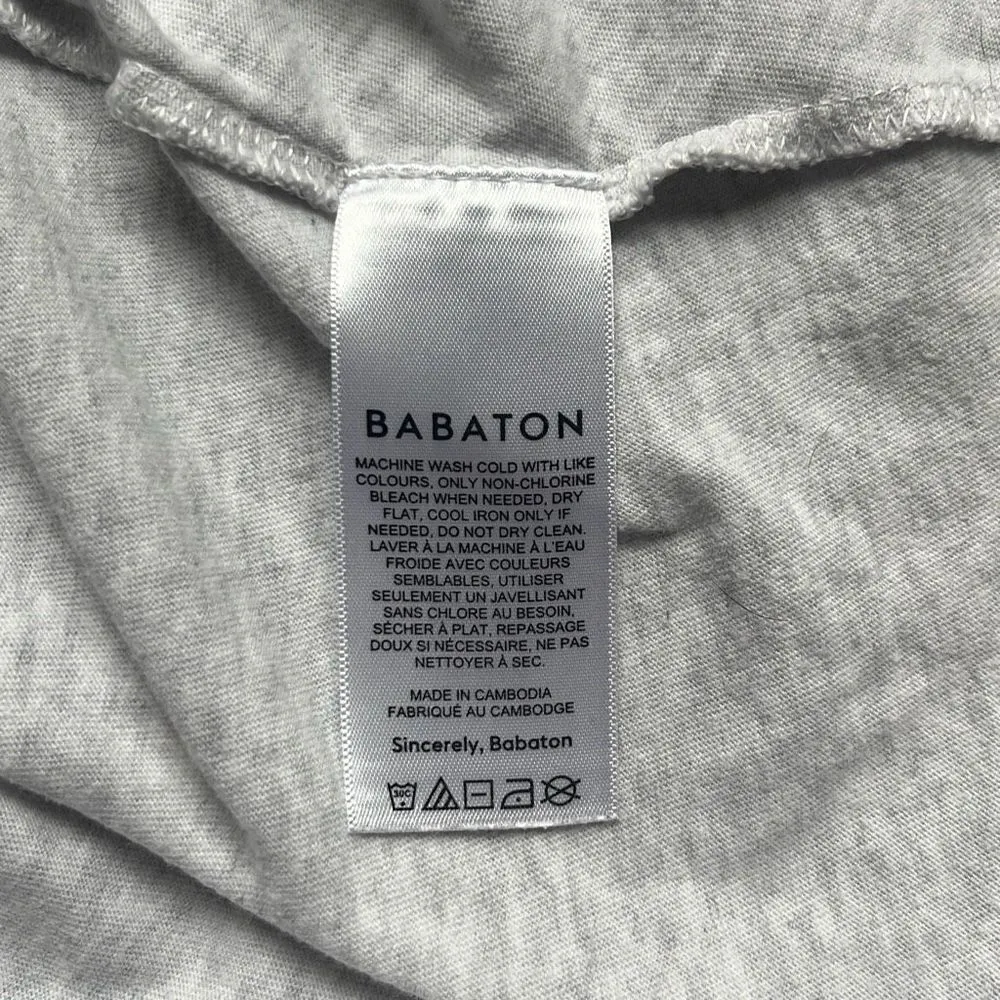 Aritzia Babaton Womens XS Gray Heathered Exaggerated Shoulder Boxy Crop Top Tee - Image 6