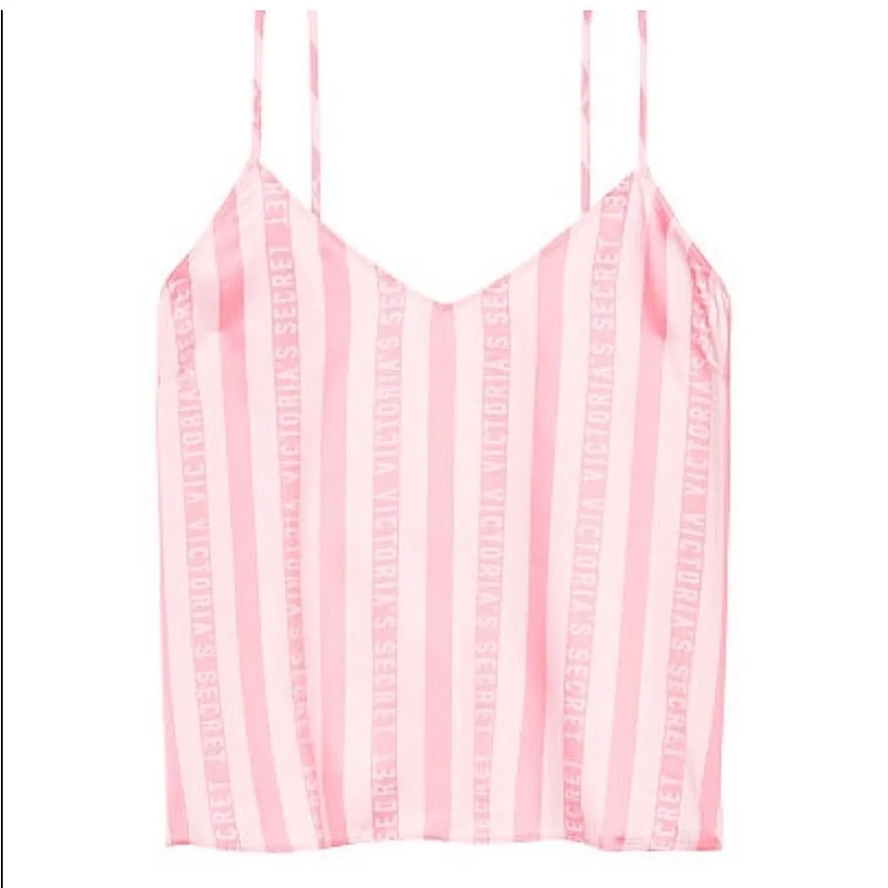 Victoria’s Secret VTG Logo Pink Stripe Satin Sleep Pajama Cami Size XL - Image 29