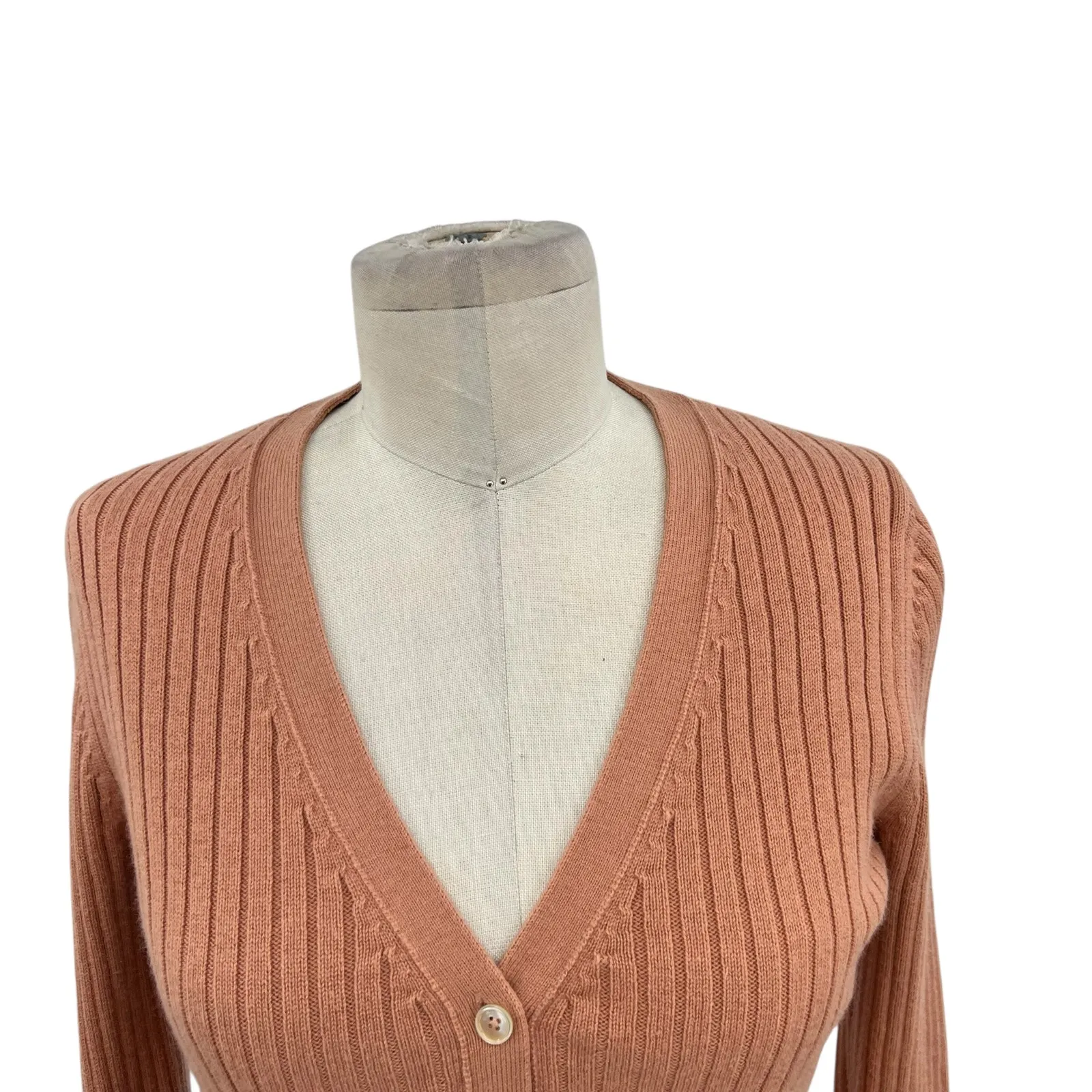 Aritzia Wilfred Manila Cardigan‎ Sweater Wool Cotton Pink Beige Size Medium - Image 2