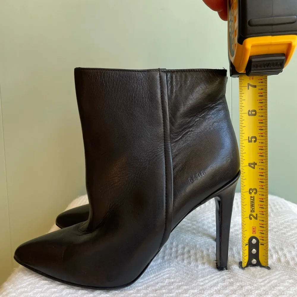 Woman By Common Projects Black Leather Heeled Ankle Boots Sz 37/US 6.5 - Image 11