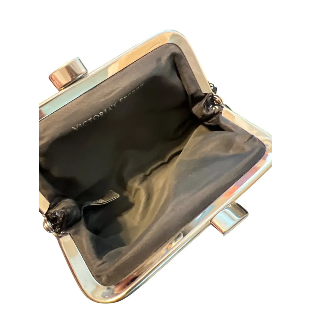 Victoria's Secret Sequin Clutch Coin Purse Pouch Angel Forever Kisslock Silver - Image 4