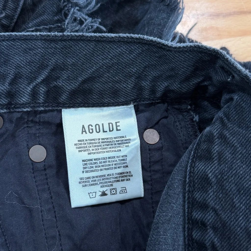 Agolde Parker Vintage Cut Off Short Crash Black size 24 - Image 6