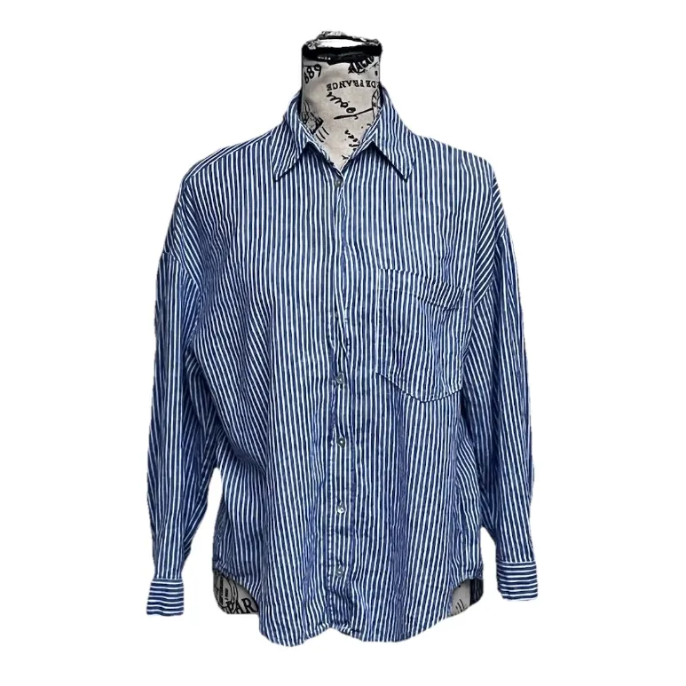 ZARA Striped Linen Button Up Shirt Women’s S Nautical Preppy Coastal Old Money - Image 2