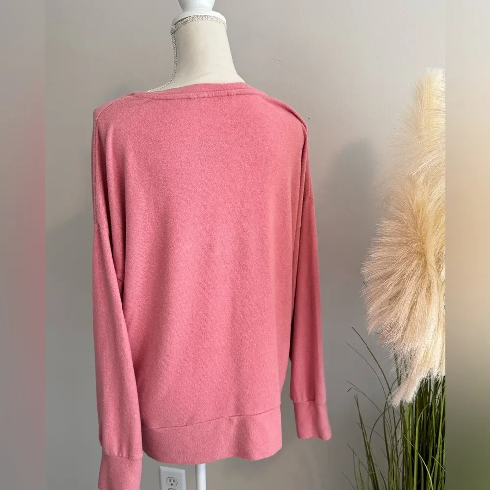 Soft Surroundings Pink V-Neck Long Sleeve Soft Rayon Blend Top Size XL - Image 5