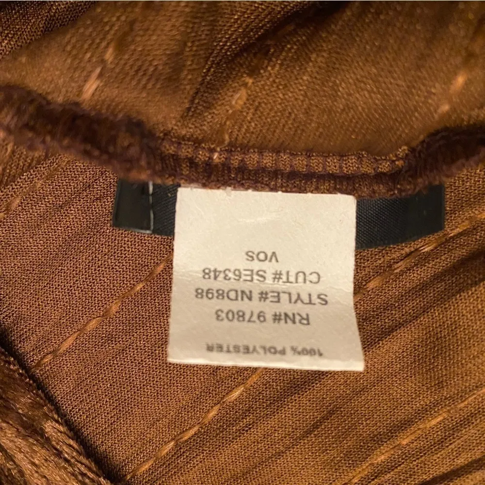 NWT Y2K Brown Crinkle Velvet Gold Sequin Waist Tank Top Made in USA Size XL - Image 7