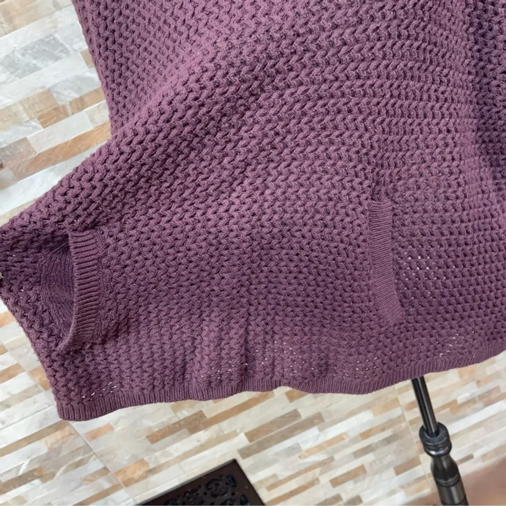 loft women cotton blend sweater poncho turtleneck burgundy Sz M - Image 5