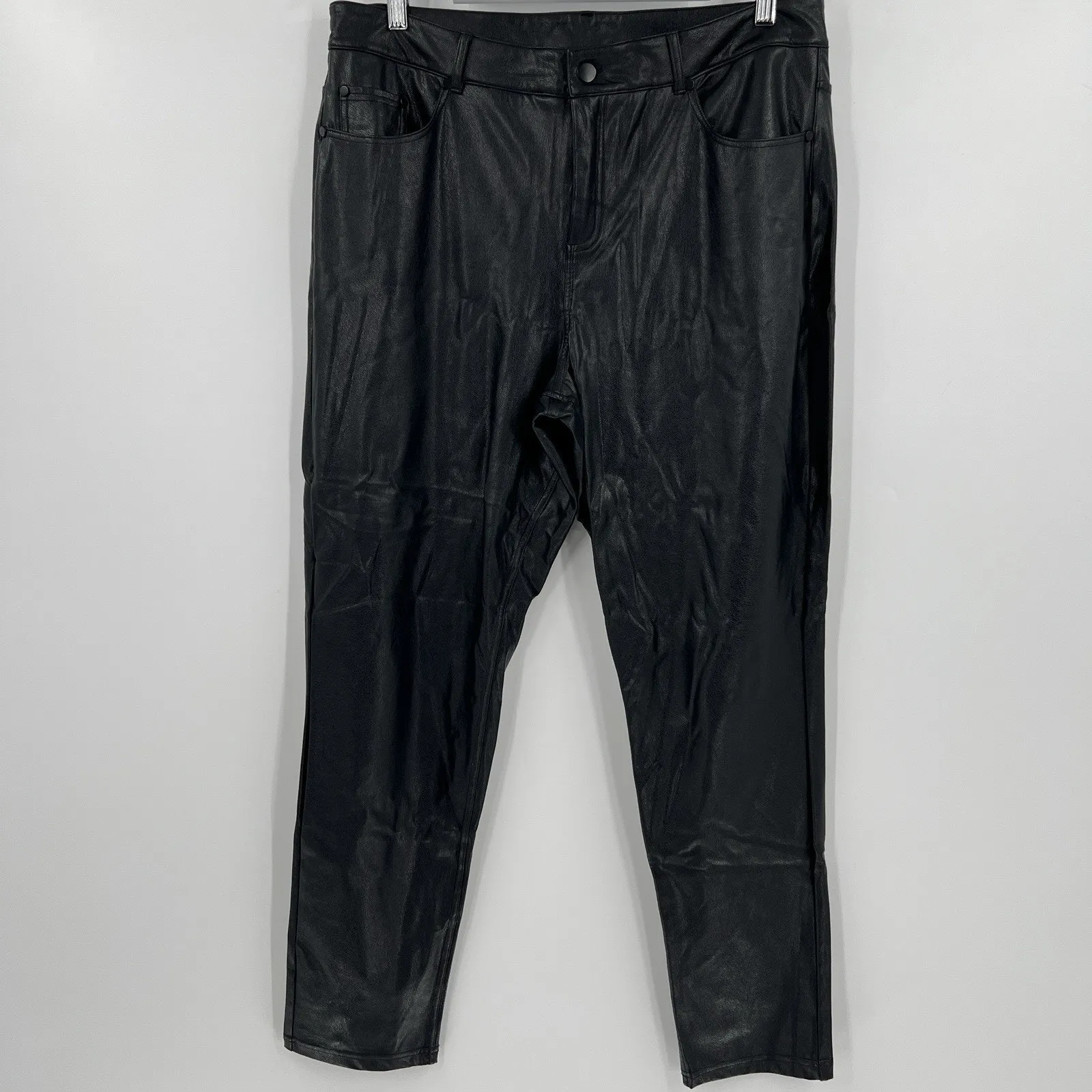 Commando Faux Leather 5-Pocket Pants Tapered‎ Straight Leg High Rise Size XL - Image 3