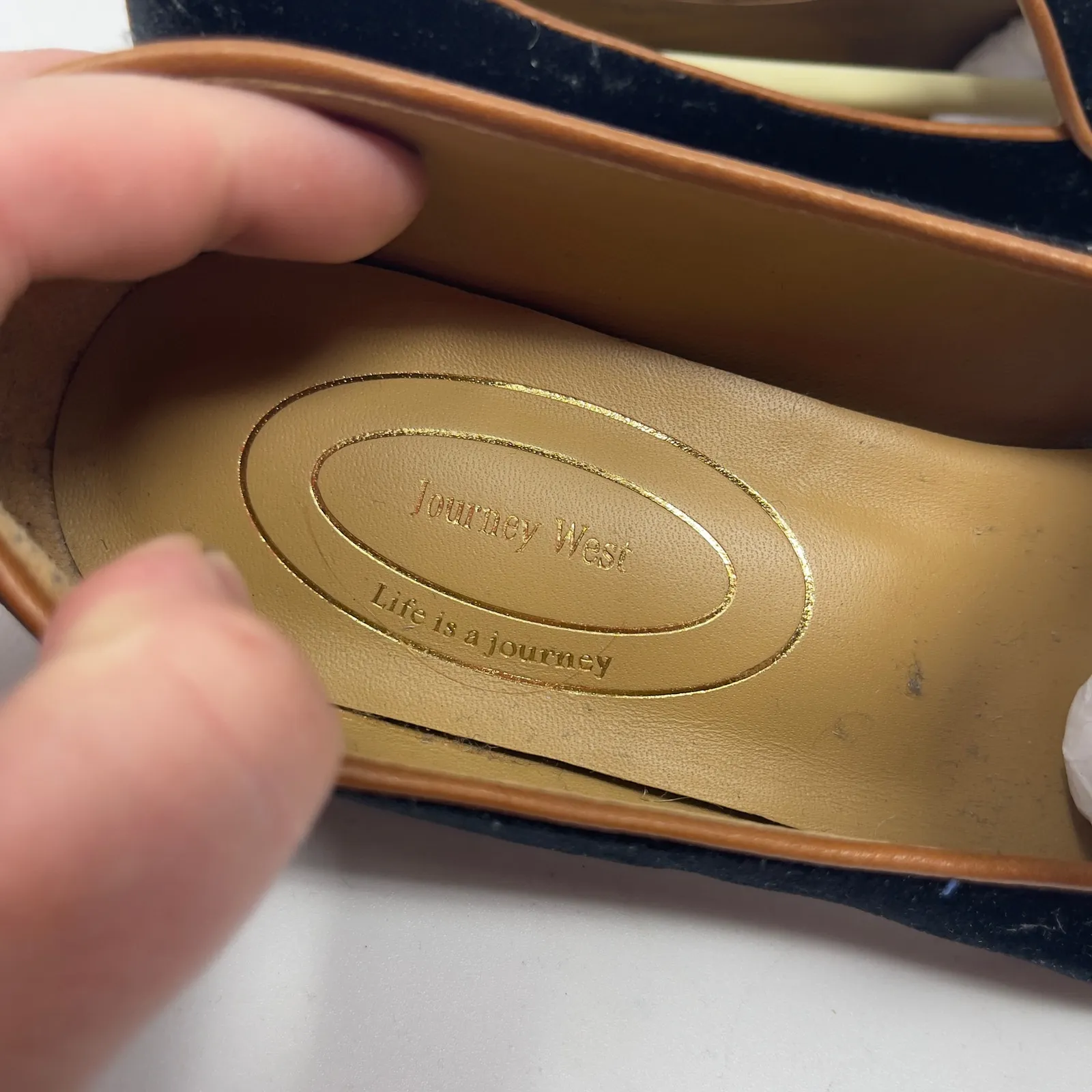 Journey West Loafers Flats Embroidered Ballerina Velvet Shoes Belgian Loafers 6 Black - Image 3