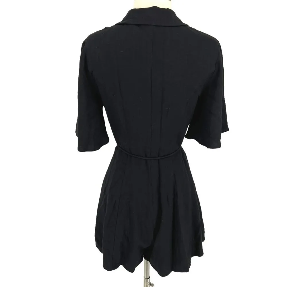 Emory Park Shirt Style Romper with Flutter Sleeves Black Size Small NWT - Image 7