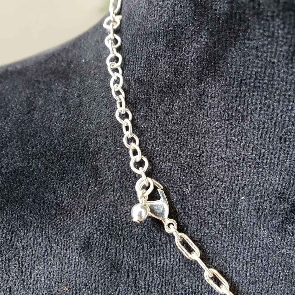 Women Silver Tone 3 Layered Cable Chain Crystal Beaded Necklace w/ Lobster Clasp - Image 6