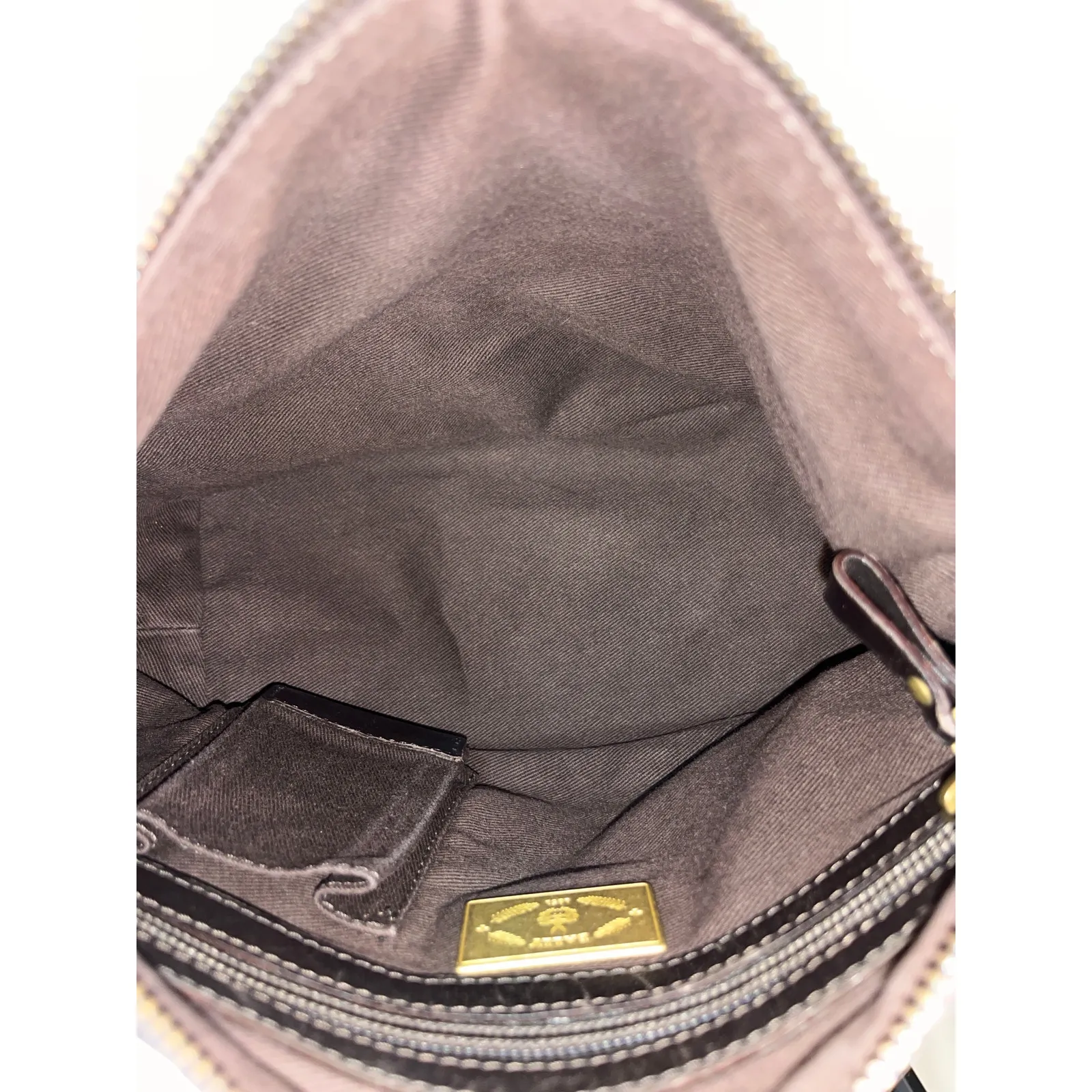 Bally Leather Crossbody Bag Brown Red Cream Stripe Adjustable Strap - Image 9