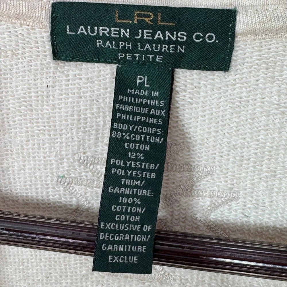 LRL Lauren Jeans Southwestern Applique Cardigan Jacket Cream Petite Large - Image 11