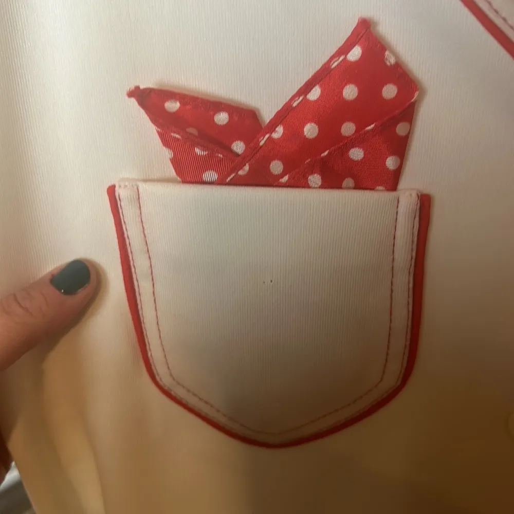 Vintage Dress with Rope Belt and Pocket Kerchief Red and White - Image 3