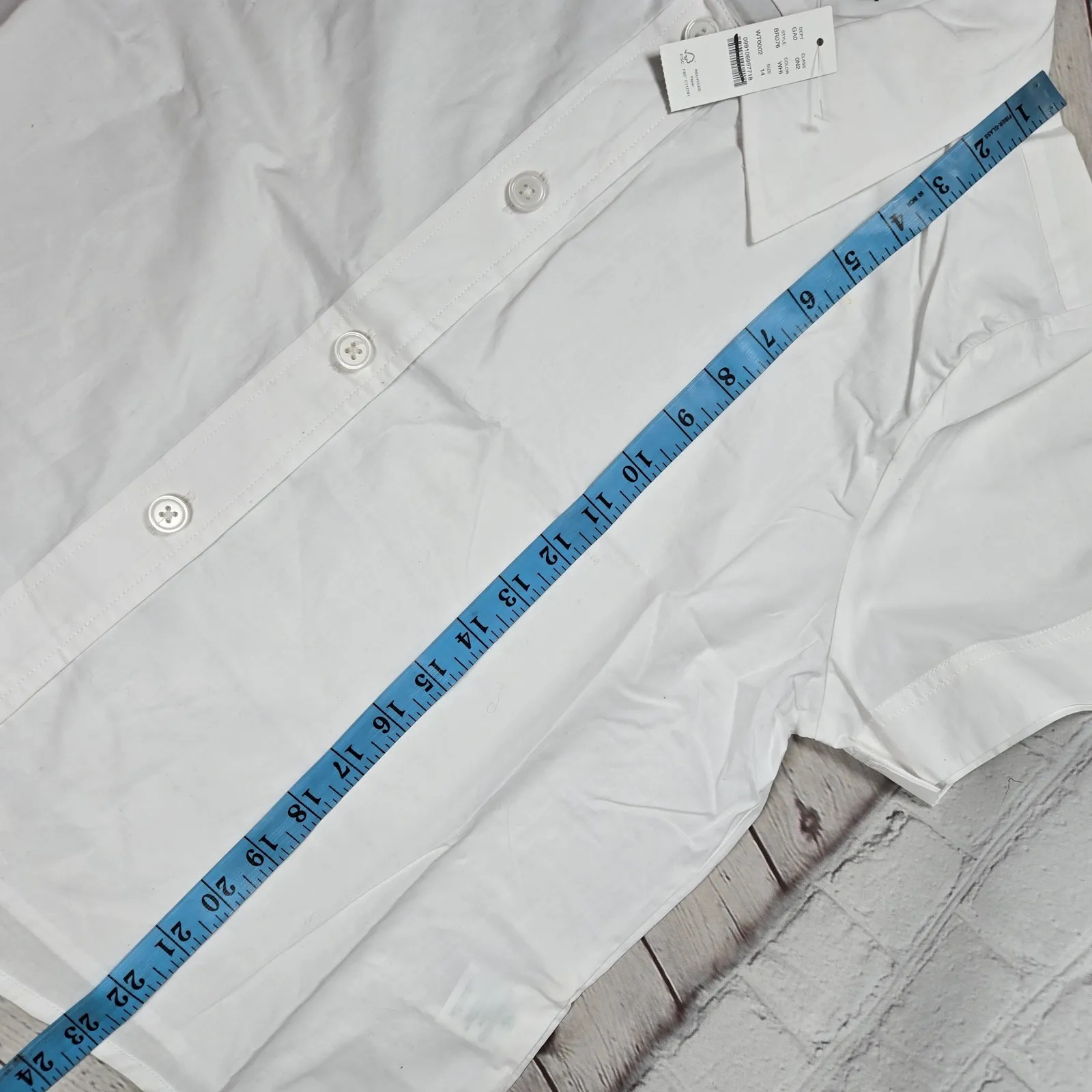 J. Crew White Gamine Button Up Short Sleeve Shirt in Cotton Poplin 14 NWT - Image 9