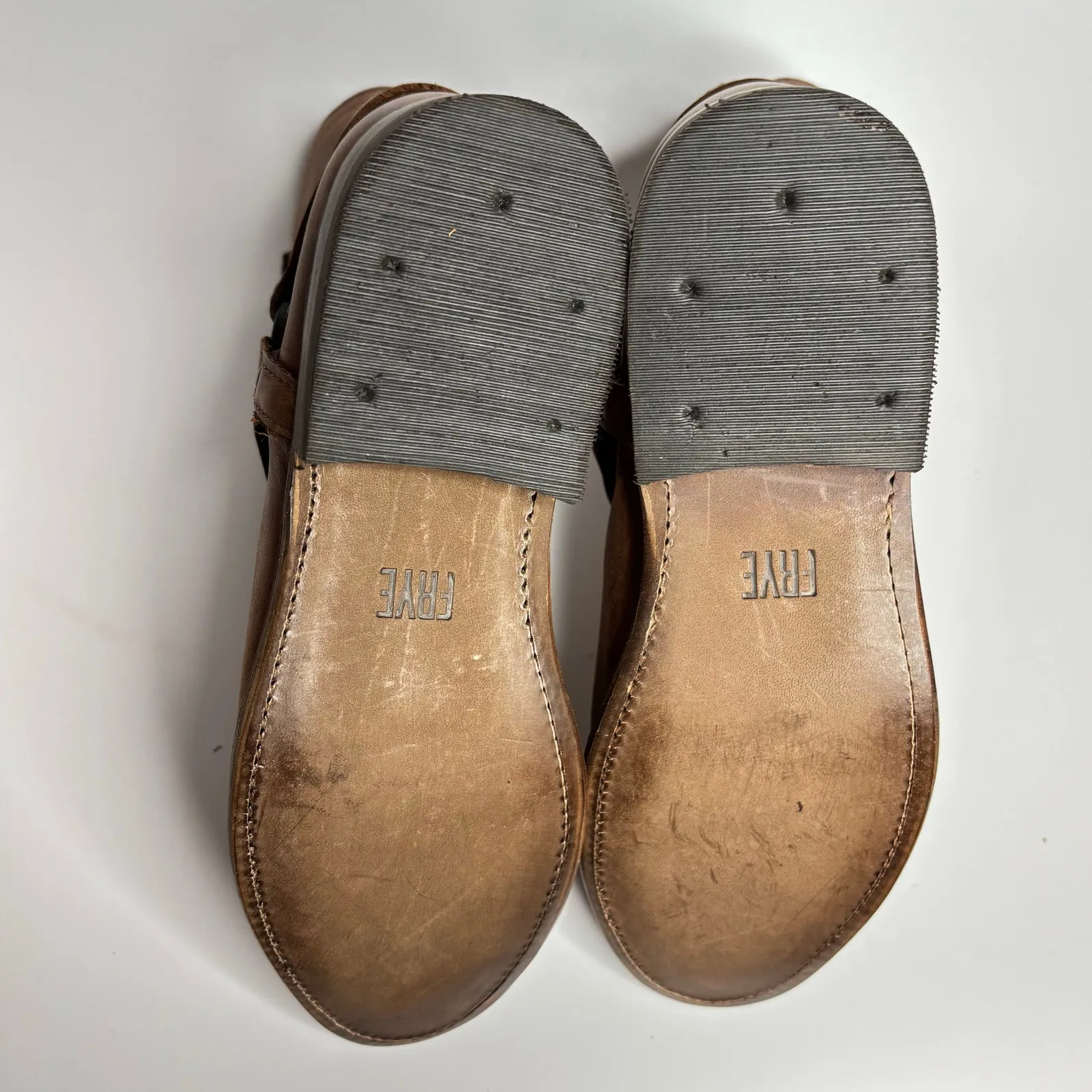 Frye Wyatt Harness Short Leather Boots in Cognac - Image 7