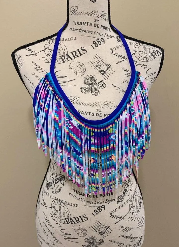 Hula Honey 🆕  Printed Fringe Halter Bikini Top XL - Image 2