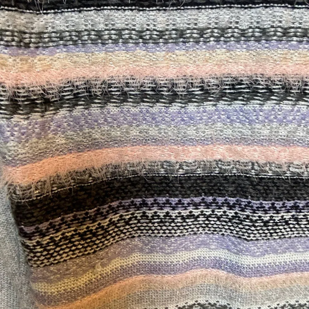 Westport Striped Women’s Sweater Size Large Western Pink Fringe Preppy Cottage - Image 2