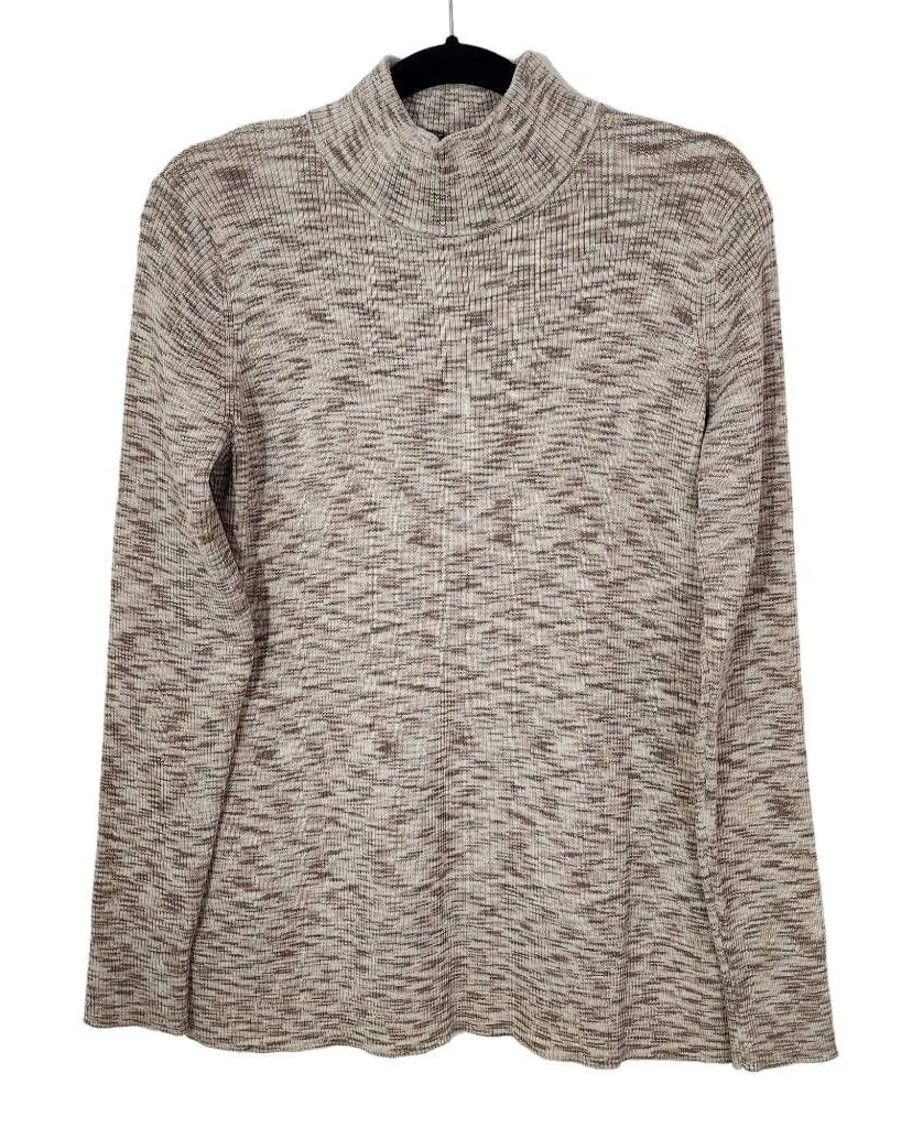Market & Spruce Light Brown Mock Turtleneck Sweater NWT Sz Large Ribbed Knit Top - Image 1