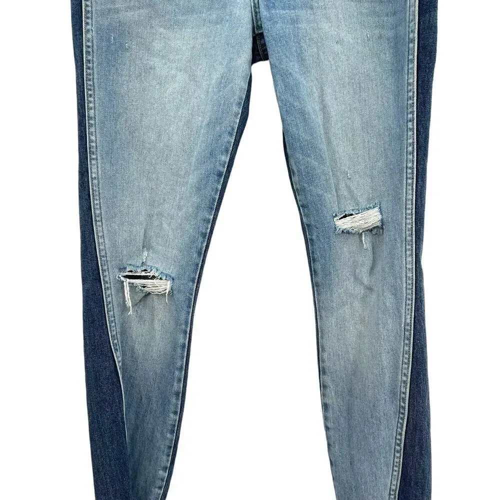 Amo Denim Twist Two Tone Skinny Jeans Cotton Rise &‎ Shine Wash Blue Size 25 - Image 7