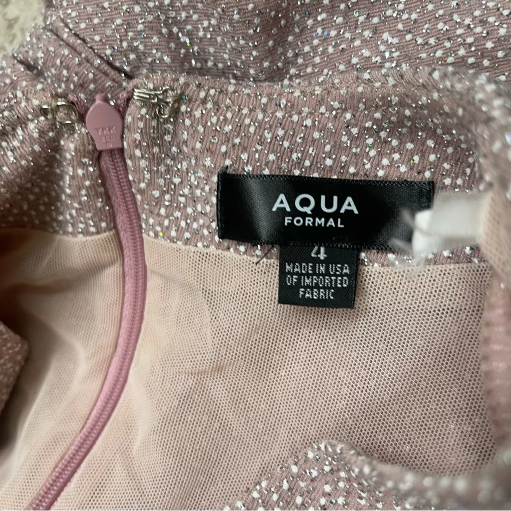 Aqua Metallic Faux Wrap Dress - Mauve Silver Size‎ 4 EUC Glitter. New Years EUC - Image 8