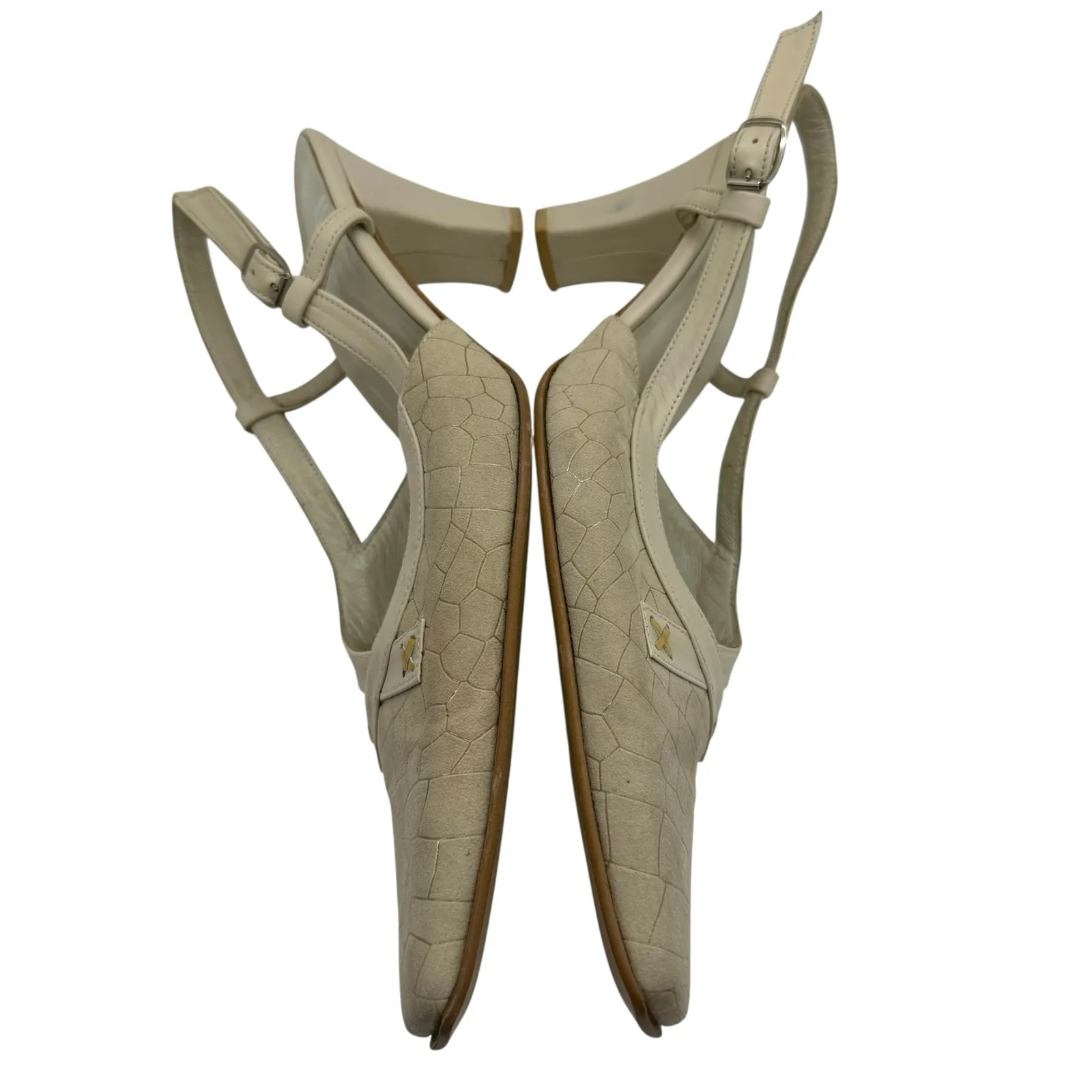 Hayni Suede and Leather Slingback Pumps Tan Size 8.5 - Image 3