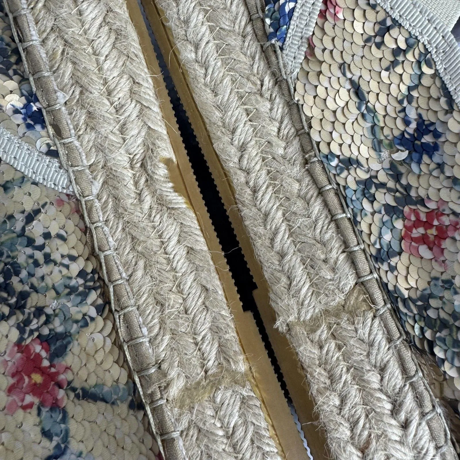 Toni Pons Shoes Womens SZ 10 Gold Floral flip Sequin Espadrille Platform Slip On - Image 10