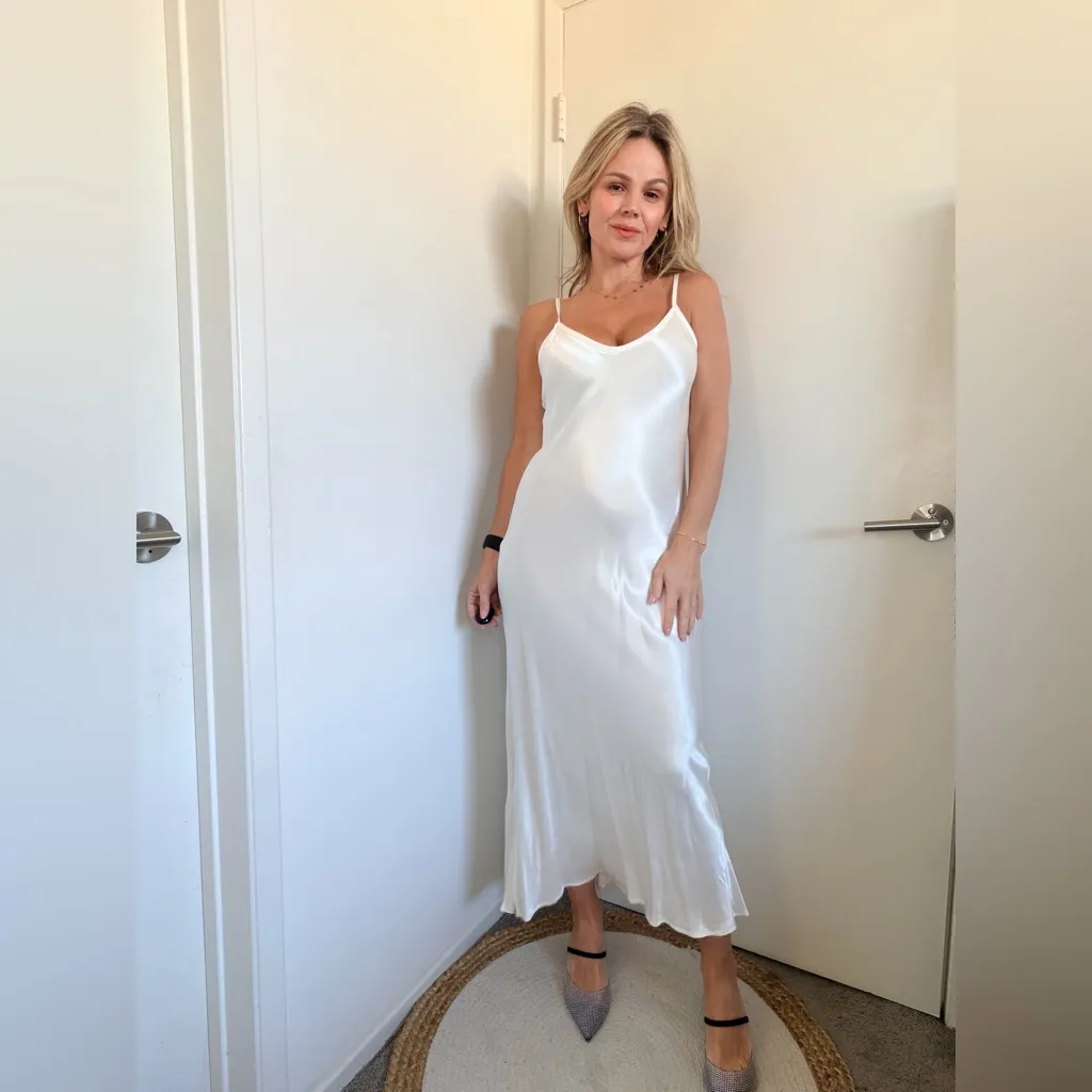 Enza Costa Bias Cut Slip Dress in Cloud White - Image 2