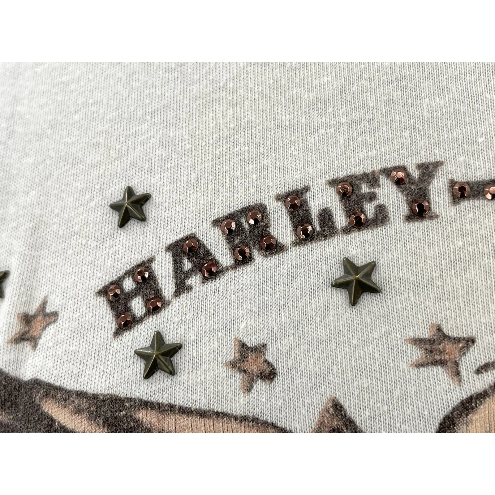 Harley Davidson Y2K Classic Eagle Tee Visalia California 2007 Cream Stars Size L Brown Size L - Image 4