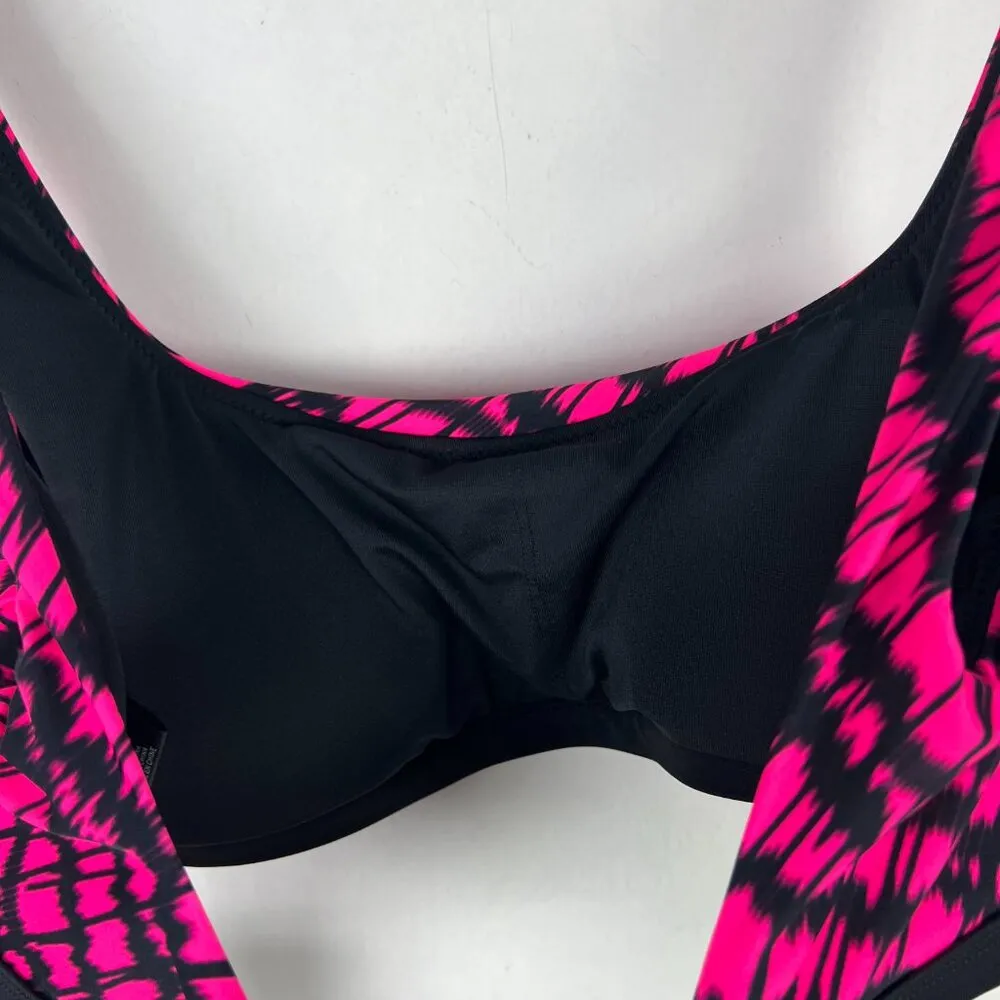 NWT DKNY Multi Printed Square-Neck Bikini Swim Top Hot Pink Size Medium M NEW - Image 11
