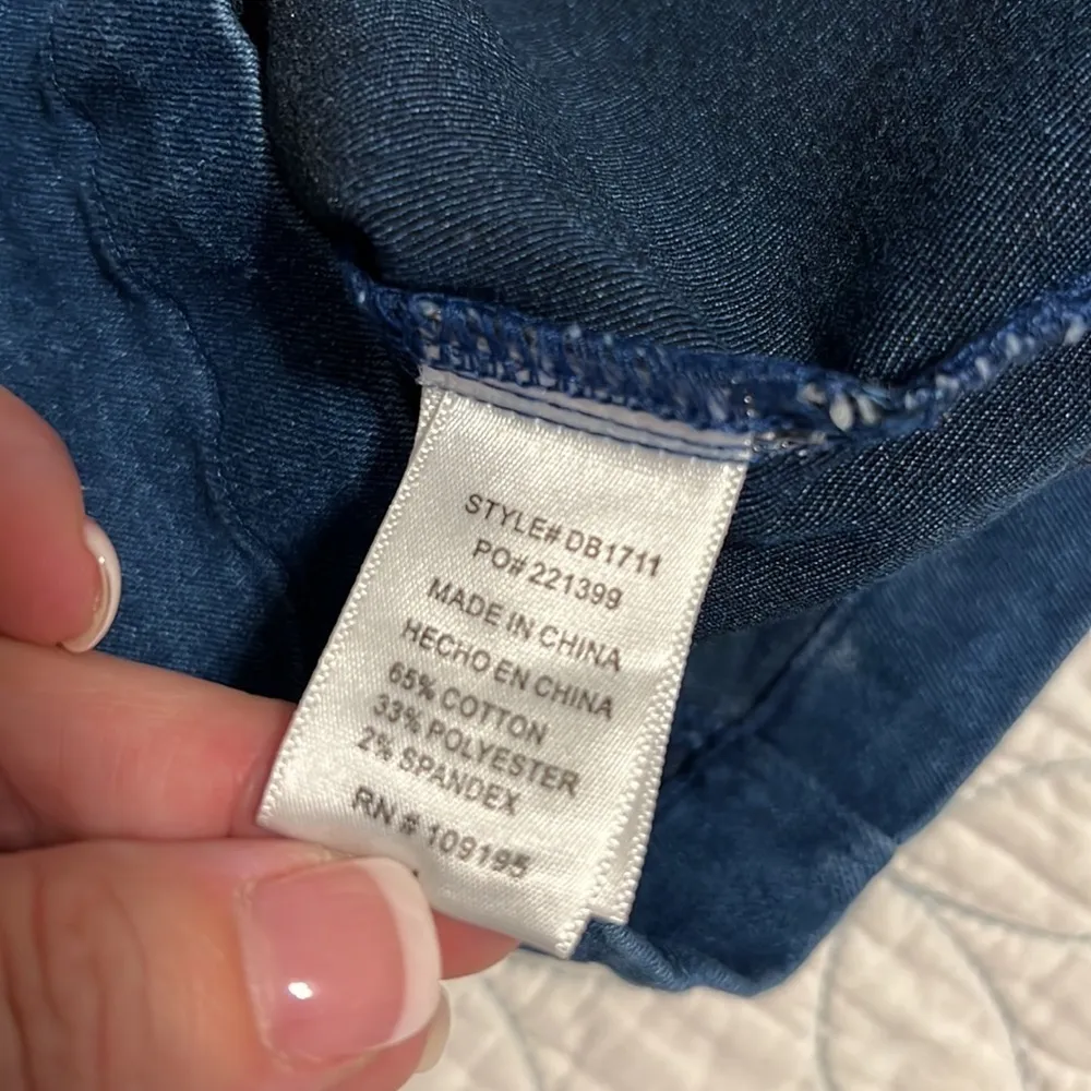 Love J denim dress sleeveless full zip front adjustable straps sweetheart neck - Image 10