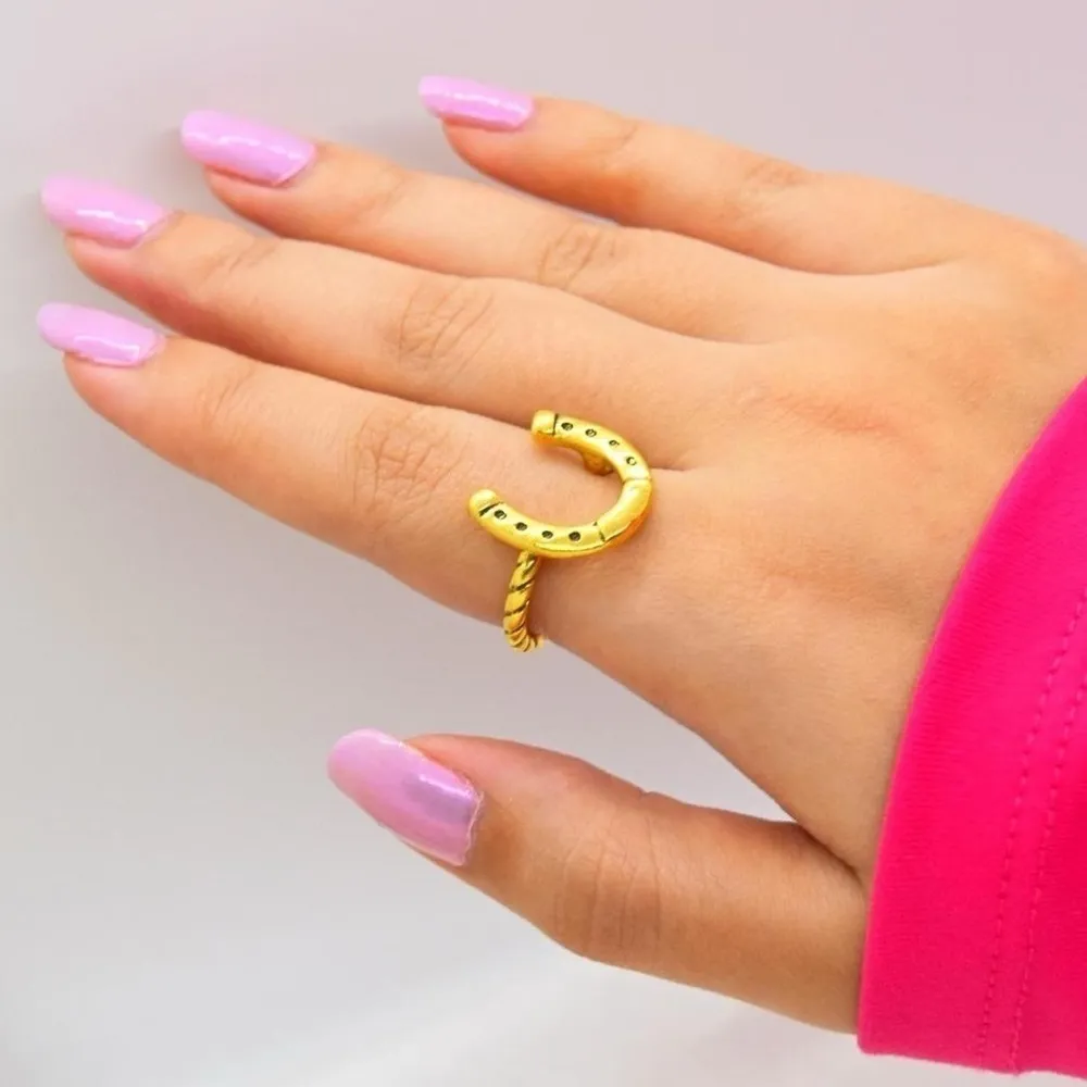 Gold Horseshoe Ring - Image 3