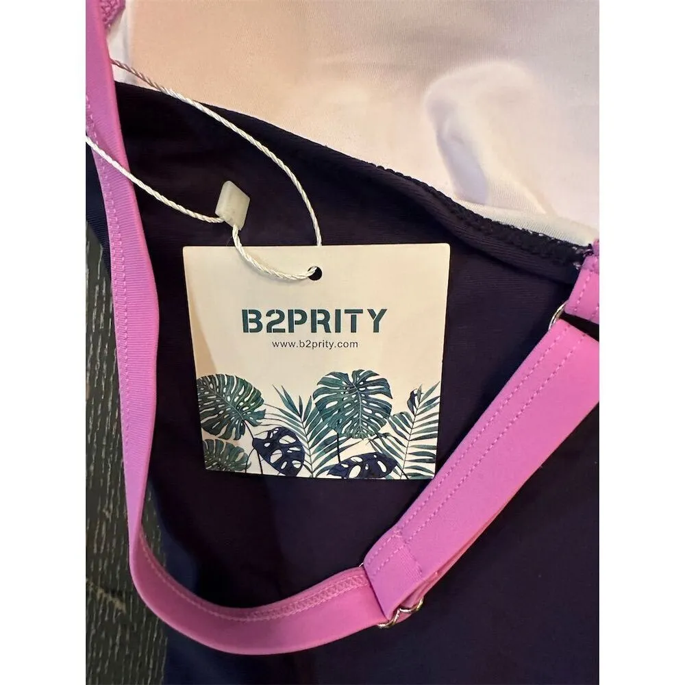 Women's Colorblock One Piece Swimsuit XXL Multicolor Beachwear Pink - Image 8