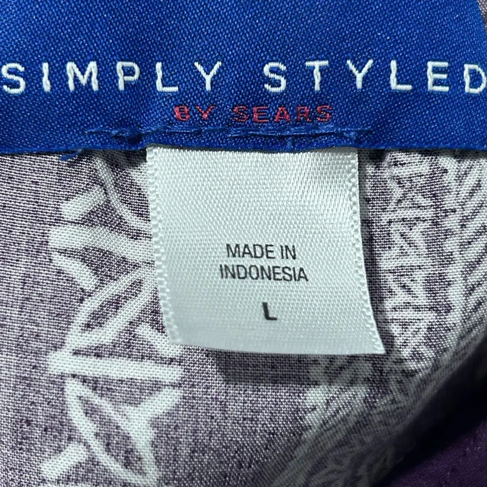 simply styled  by Sears Women's Purple White Vertical Design V Neck Blouse Size L - Image 3