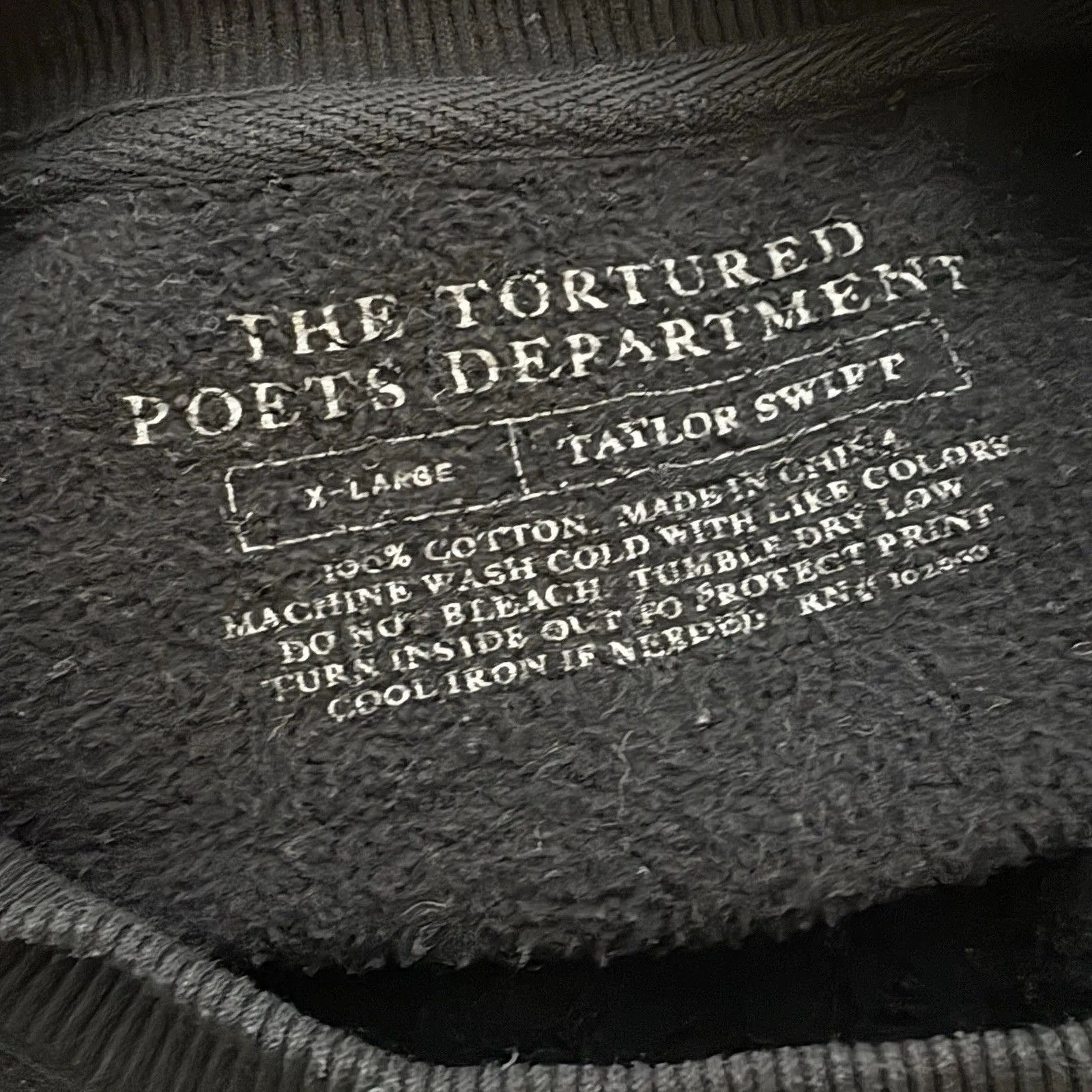 Taylor Swift The Tortured Poets Department Black Crewneck Sweatshirt Size XL - Image 4