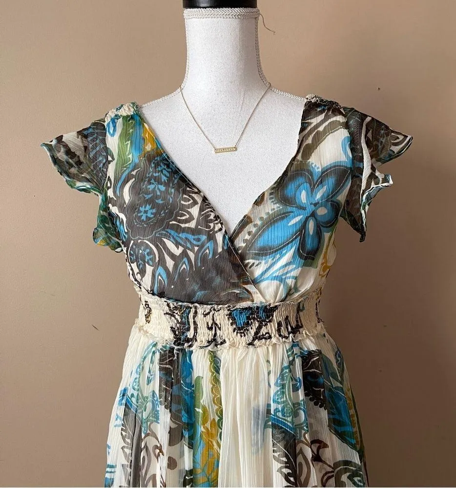 JESSICA TAYLOR | Printed Empire Waist Midi Dress Sz M Size M - Image 2