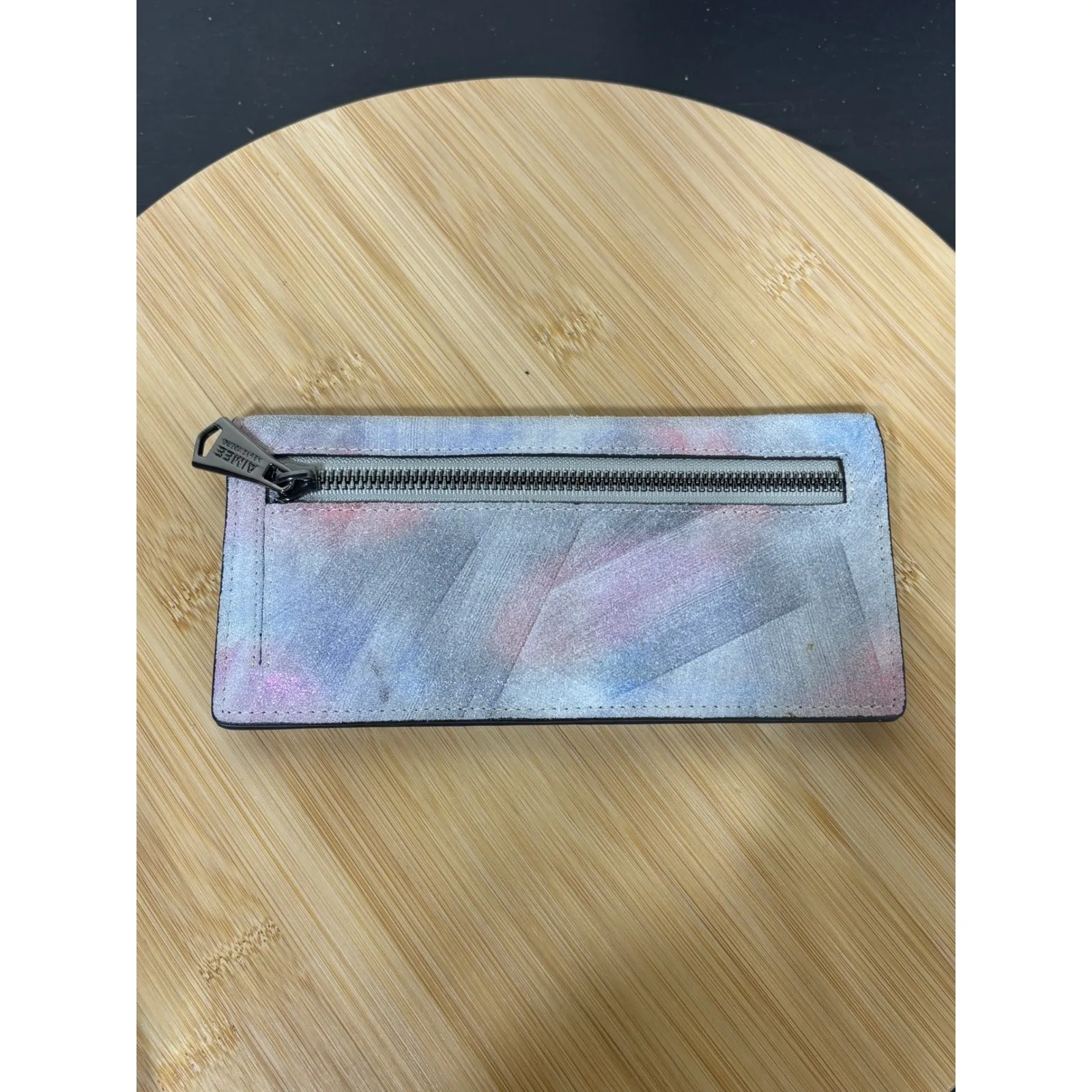 Aimee Kestenberg Double Zip Around Wallet Rainbow Watercolor Print Sparkle - Image 8