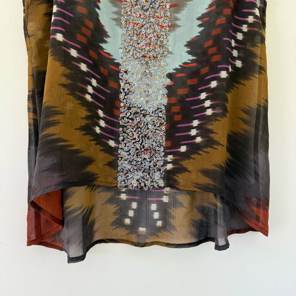 Sanctuary Multicolor Printed Sequin Sleeveless Blouse Size S - Image 5