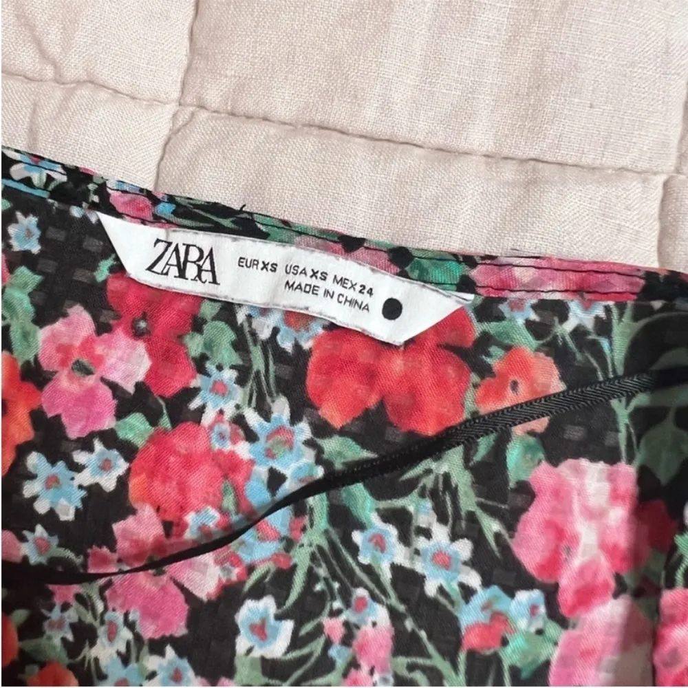 Zara Cottagecore Semi Sheer Pink, Red and Black Floral Midi / Maxi Dress -XS/S - Image 2