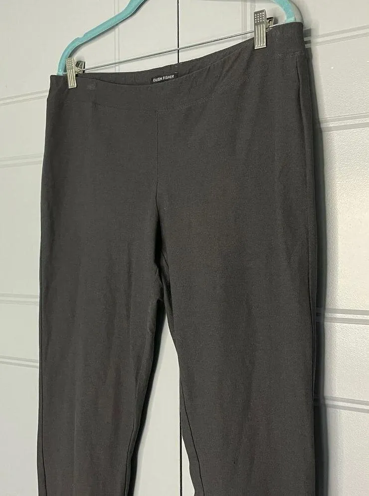 Eileen Fisher Black Charcoal Tapered Leg Pull On Pants  Viscose Blend Size Large - Image 2