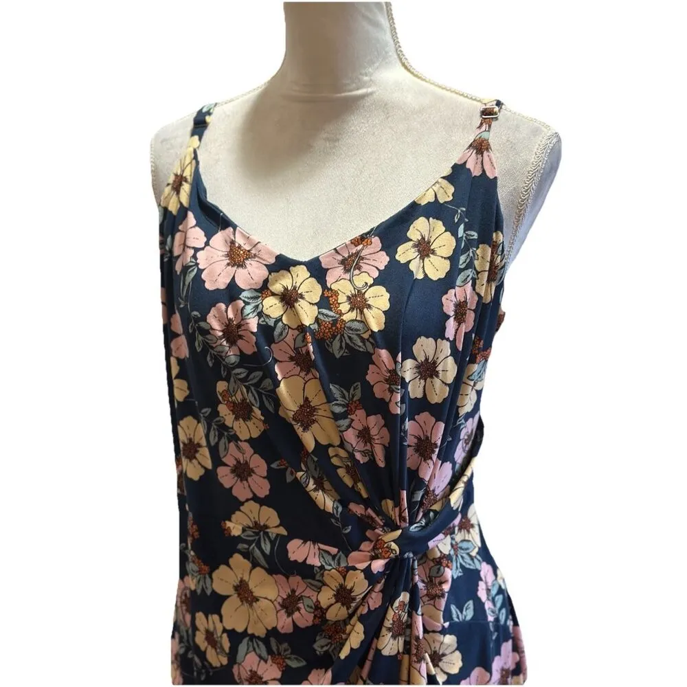NINE BRITTON Vivienne Knit Fitted Floral Print Dress Cinch Waist Midi  Sz XXL - Image 8