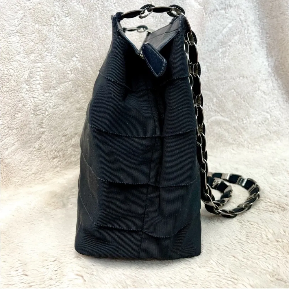 Salvatore Ferragamo Black Canvas Chain Link Shoulder Bag - Image 11