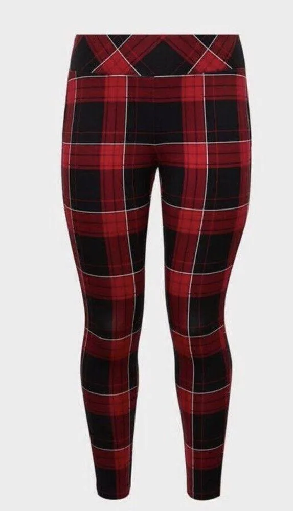 Torrid Womans Sz 4R Premium Ponte Red Plaid Pixie Pants Comfort NWOT - Image 4
