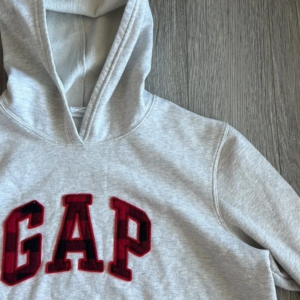 GAP Red and Black Plaid and Cream Hoodie Size XXL - Image 3