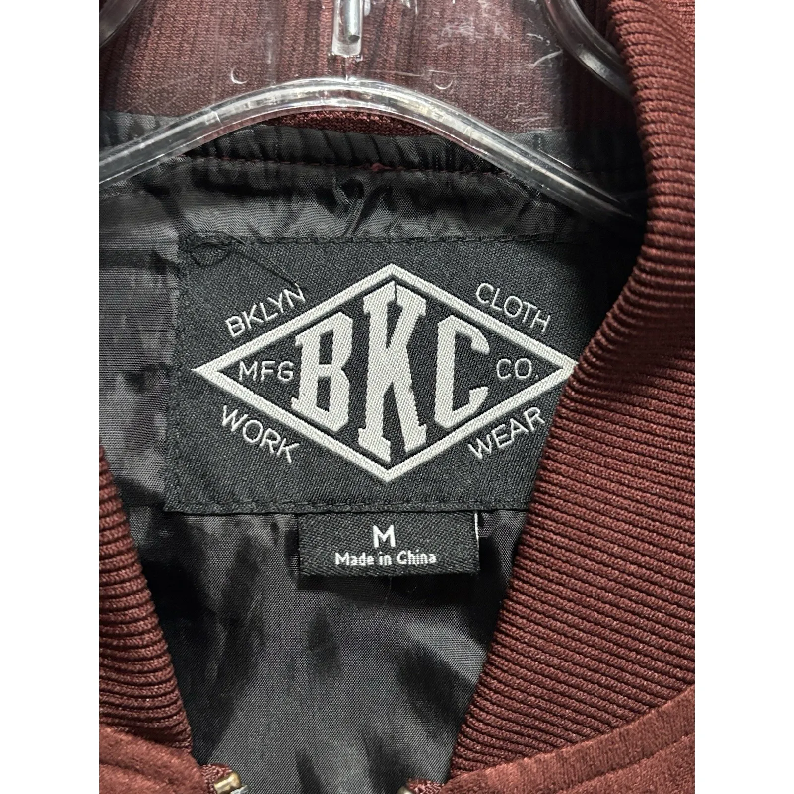 BKC Faux Leather/Suede Jacket Zip Up Lined Size M Brick/Black Zip Pockets Red Size M - Image 2