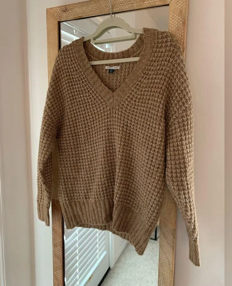 AE american eagle whoa so cozy waffle v-neck sweater - Image 8